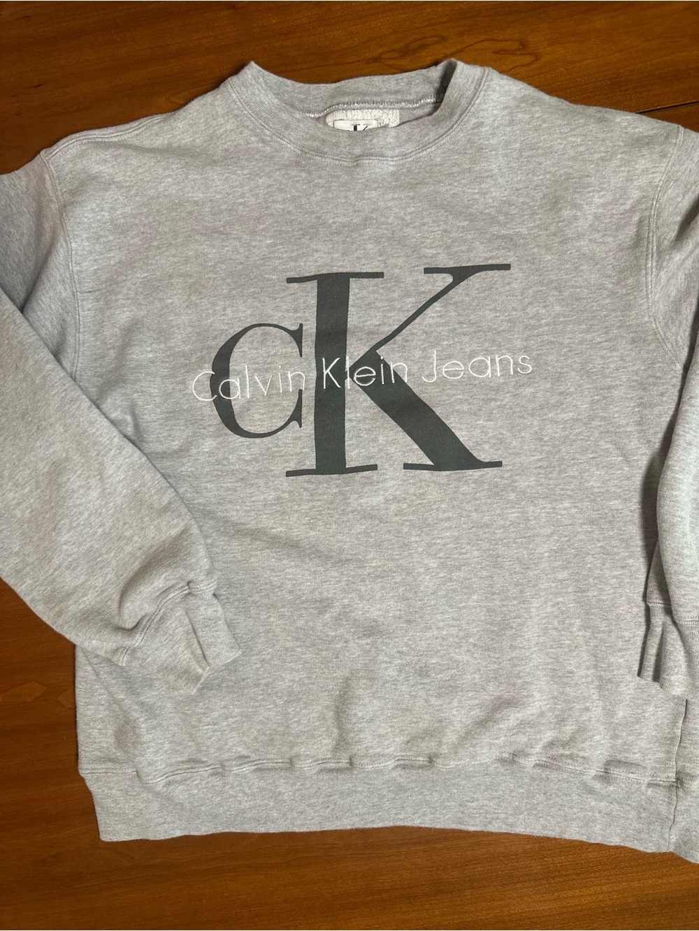 Vintage 90s Calvin Klein Jeans CK Spellout Gray Crewneck Sweatshirt Medium